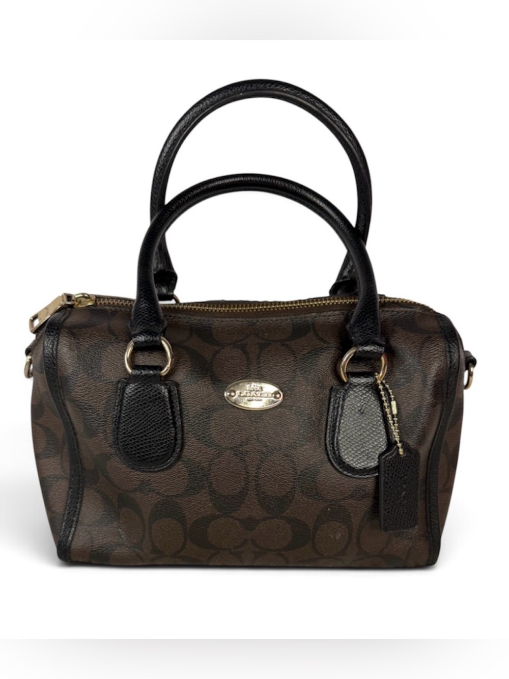 Coach Mini Bennett Signature C Brown Black Satchel